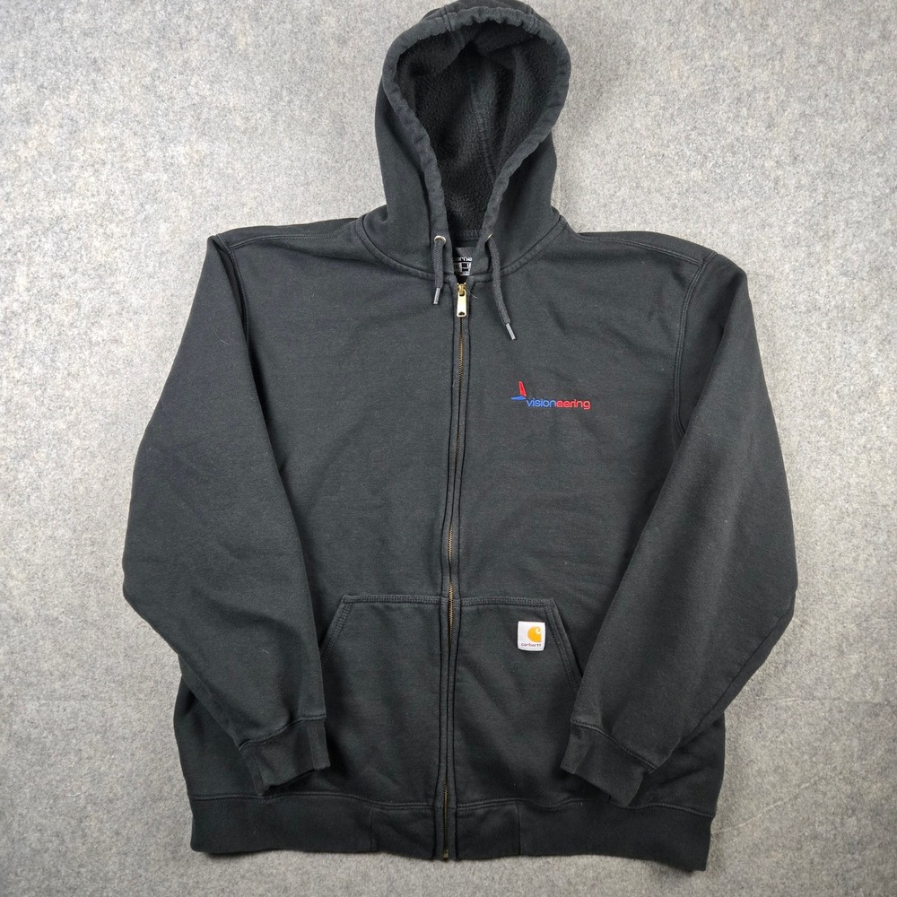 Carhartt Zip Up Loose Fit Hoodie Mens 2XL Black Workwear Outdoors K122‎
